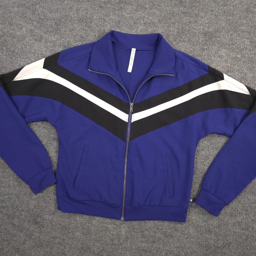 Fabletics Augustus Track Jacket Womens S Blue Full Zip Relaxed Fit Semi-Cropped